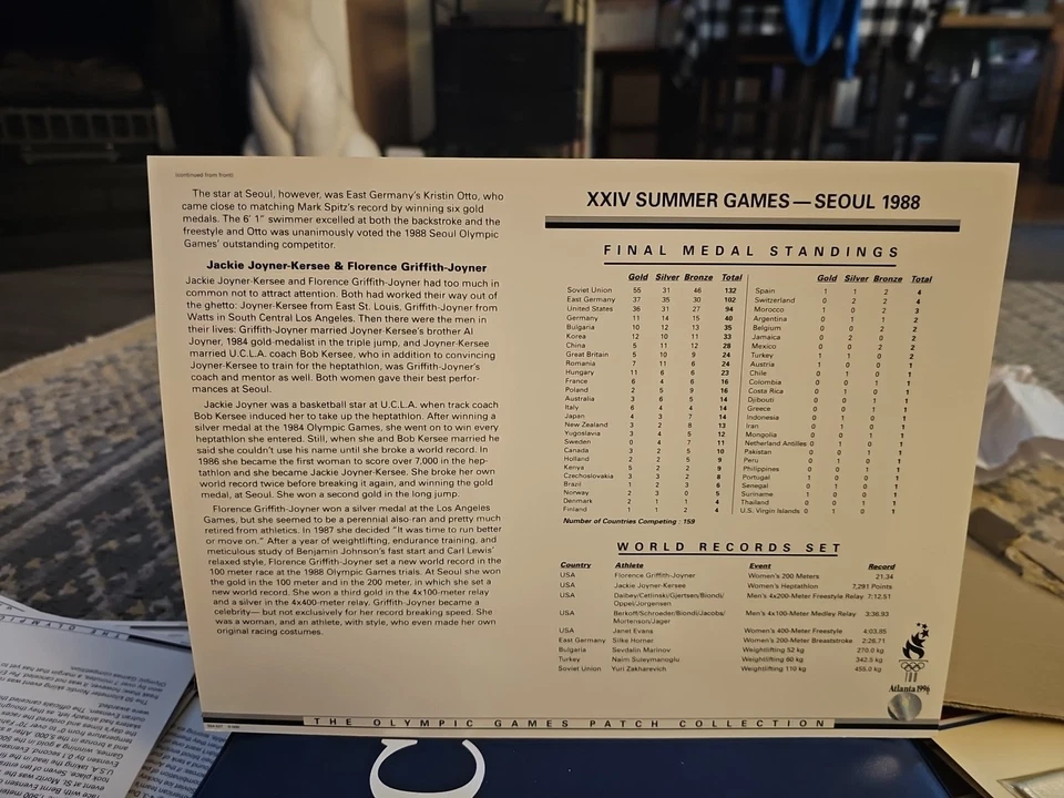 XXIV JUEGOS OLÍMPICOS DE VERANO SEÚL 1988 PARCHE COLECCIONABLE Y TARJETA INFORMATIVA Foto 2 de 2