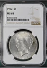 1922 Peace Silver Dollar NGC MS-65