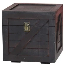 Vintiquewise Storage Chest Black Wooden Stackable 8.5" Cargo Crate Cube Box