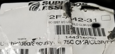 Superior Essex 22/6C Premises Security/Alarm/Control Cable CMR Riser Gray/100ft