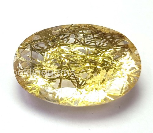 66.55 Ct Lab-Created Golden Rutilated Quartz Oval Cut, Certified Gemstone 5ARQ - Picture 1 of 6