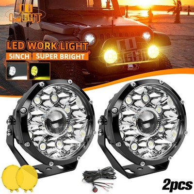 2x Laser 5'' LED WorkLights SpotFlood Beam Fit Jeep Offroad 4WD Driving Car Truck