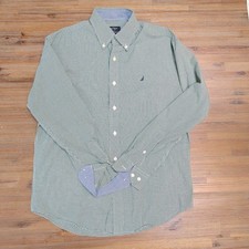 Nautica Men's Green Classic Fit Plaid Button Down Shirt 15 32/33