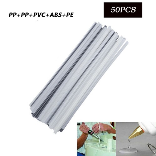 50pcs Plastic Welding Rods for PVC & PP Sheets, Pipes, and Fairings – 25cm White/Blue/Yellow/Red PP Green PVC Rods, Acid-Resistant, Low-Dens