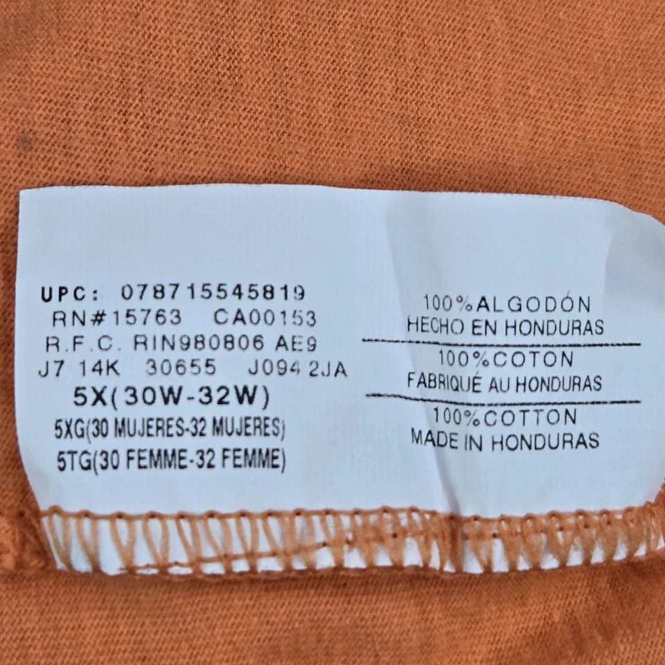 Just My Size Women Shirt 5X (30W-32W) Orange Floral Crew Neck Pullover - Image 3 of 4