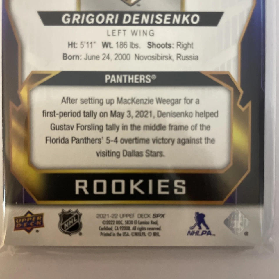 2021-22 Upper Deck SPx Grigori Denisenko Shadow Box Rookies Panthers UD RC - Image 4 of 4