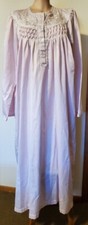 Miss Elaine Petal Pink Satin Long Nightgown, Flannel-Lined, Sz. M; EXC 
