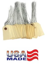 100 pcs- 2 3/4" x 1 3/8" Size 1 Manila Inventory Pre-Wired Price Tags with Wire