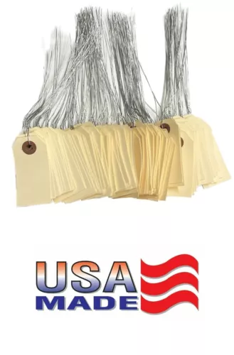 100 pcs- 2 3/4" x 1 3/8" Size 1 Manila Inventory Pre-Wired Price Tags with Wire