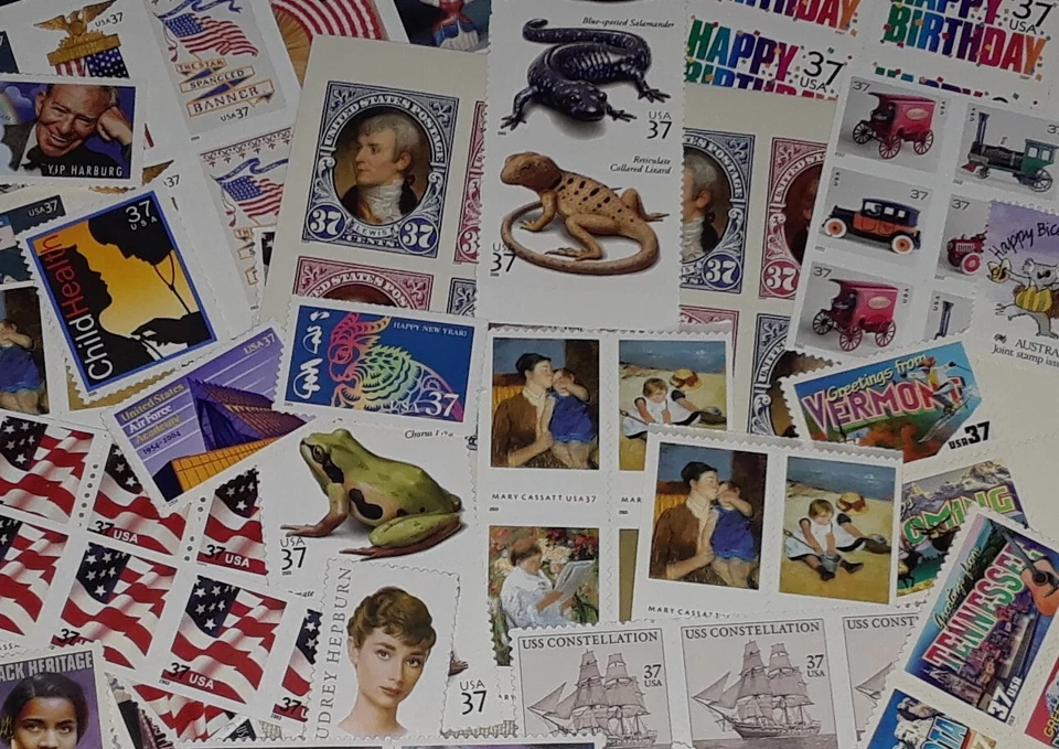 Unused 60 of Multiples & Strips & Singles of 37¢ US Postage Stamps USA FV $22.20 - Image 2 of 4