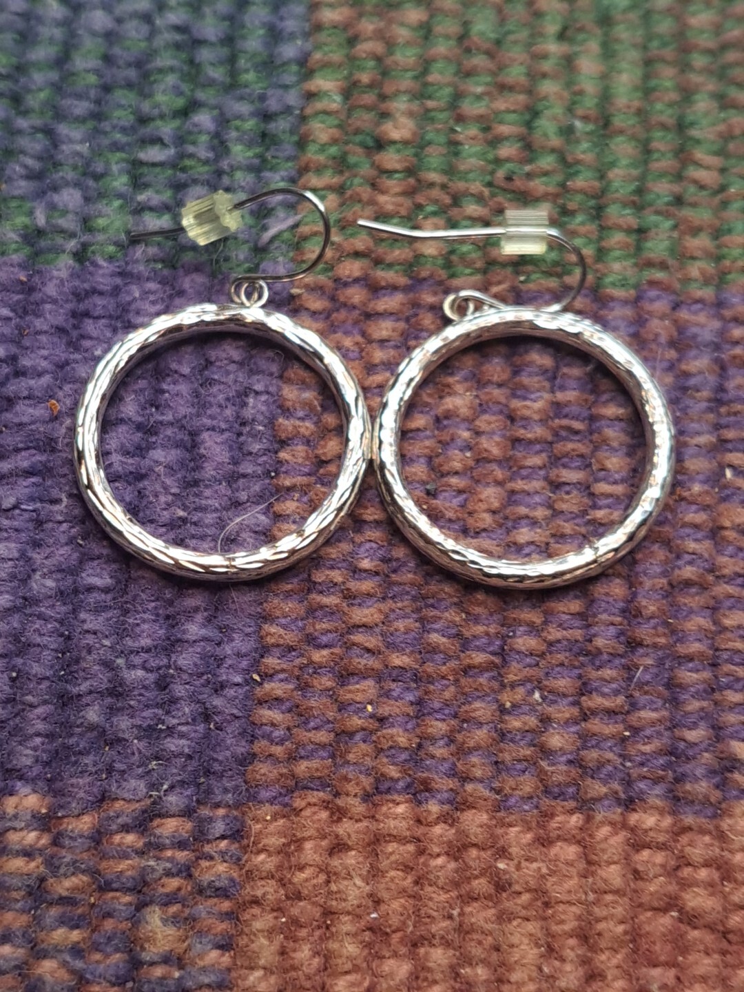 New Solid 14 Karat Solid White Gold Circle Earrin… - image 23