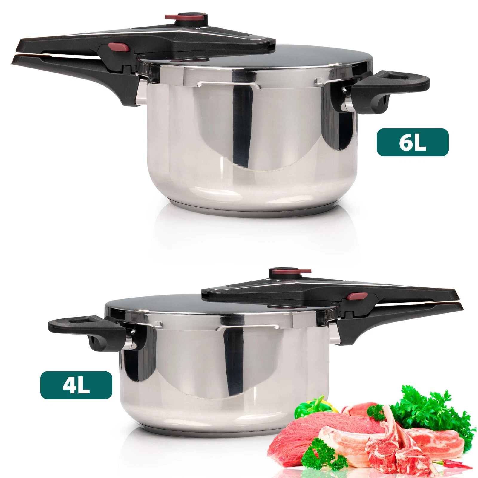 4/6 Litre Dual Handle Stainless Steel Pressure Cooker Kitchen Catering Cookware
Opens in a new windo