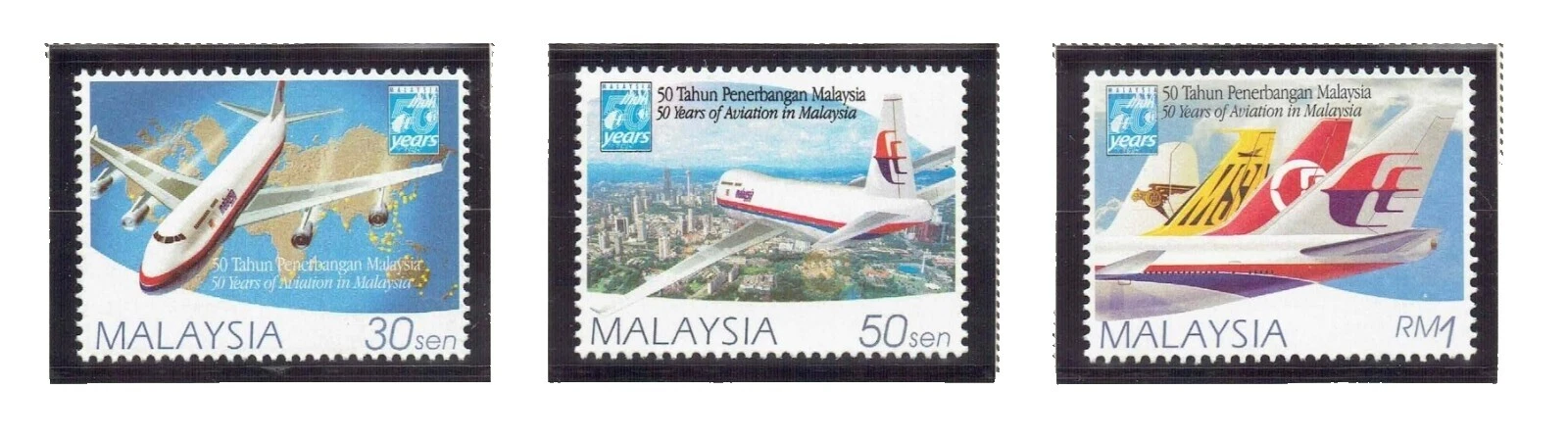 La aviación en excelente estado nunca abisagrado/estampillada sin montar o nunca montada Sellos de Malasia (1963-presente)