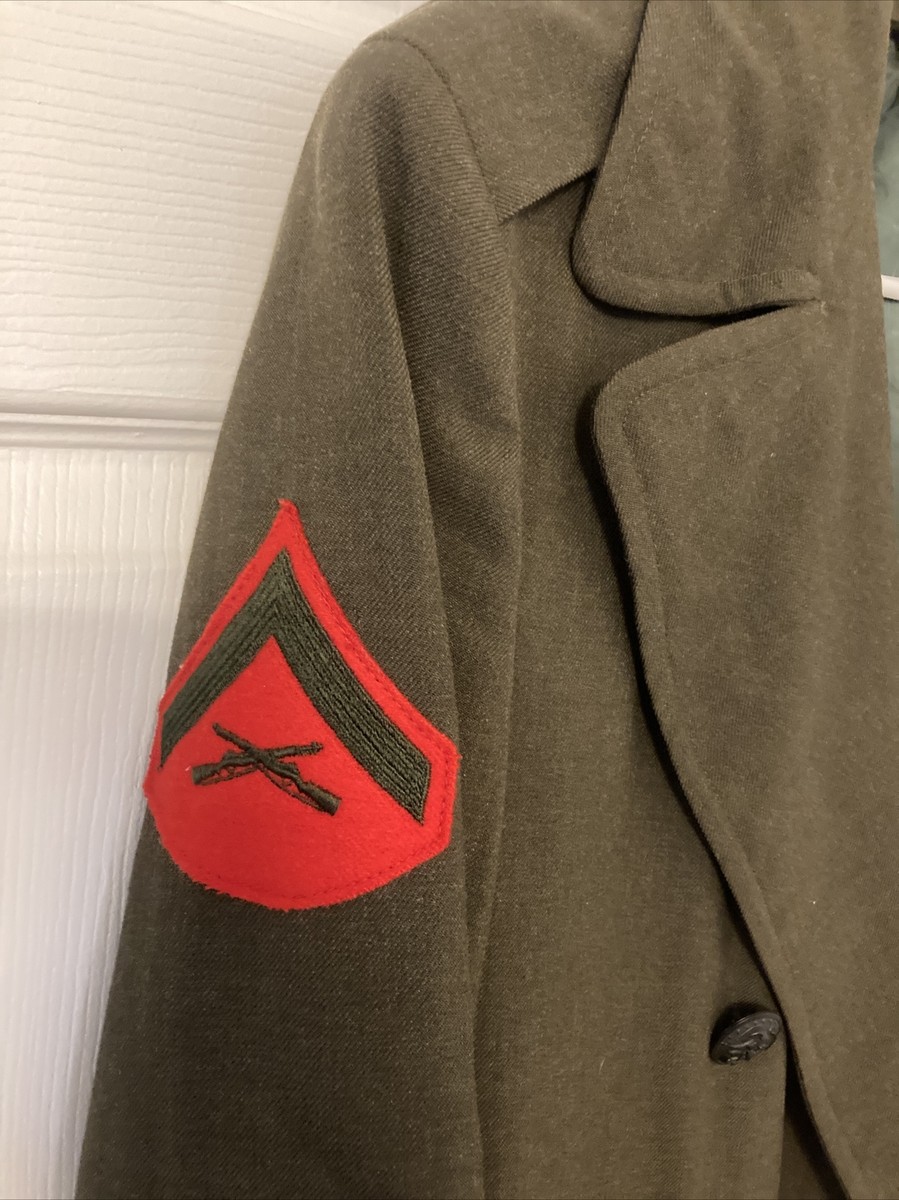 VINTAGE 1977 USMC Marine Corps Wool Overcoat Serge Green MC VINTAGE 1977 USMC Marine Corps Wool Overcoat Serge Green MC