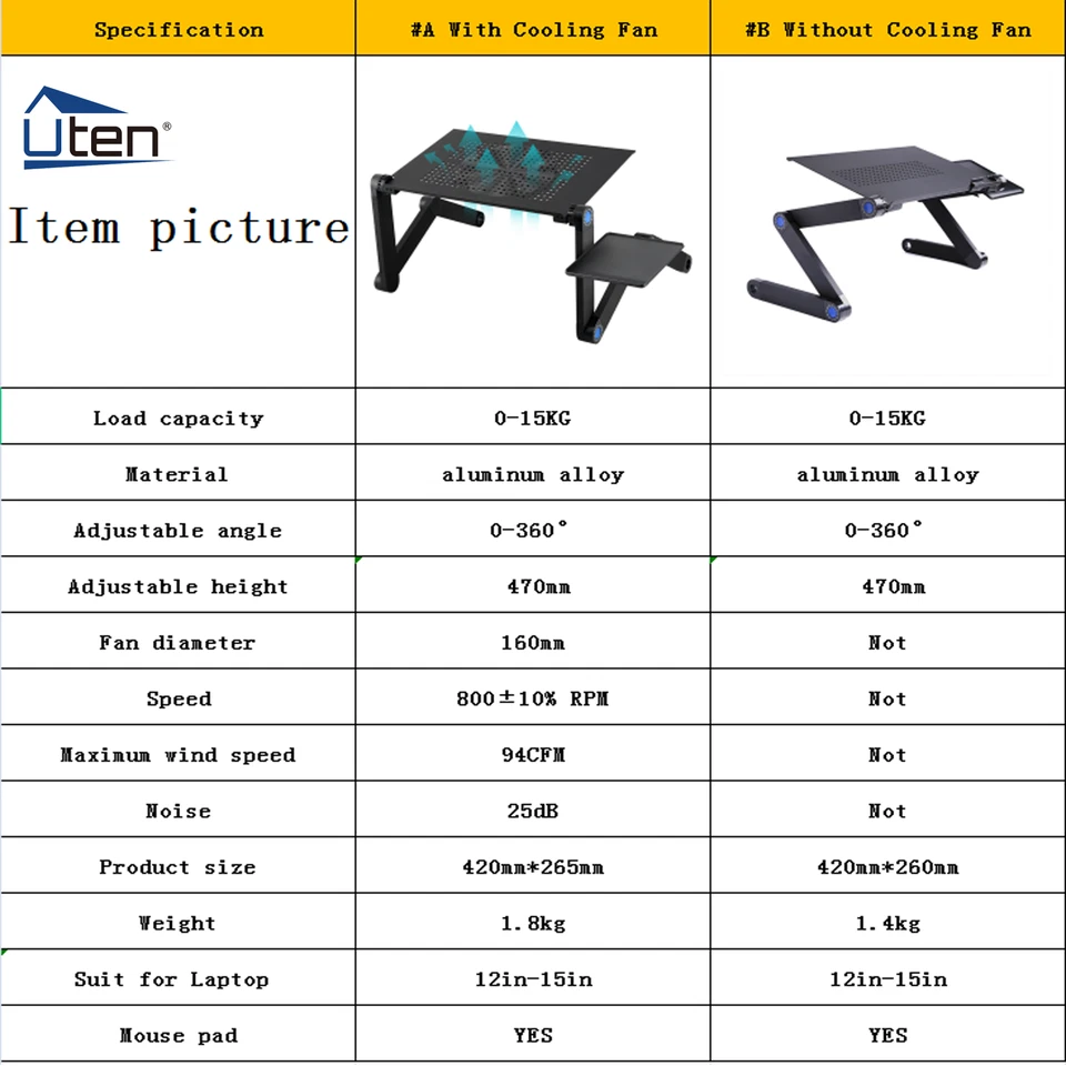 Laptop Stand Ergonomic Portable Laptop Stand Height Adjustable with Cooling Fan - Image 3 of 4