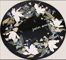 round black Marble Coffee Center Table Top inlay antique Mosaic 21 inches