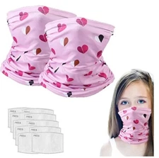 Genovega Kid Protection Face Cover with filter, Neck Gaiter Balaclava, 2pk, Pin