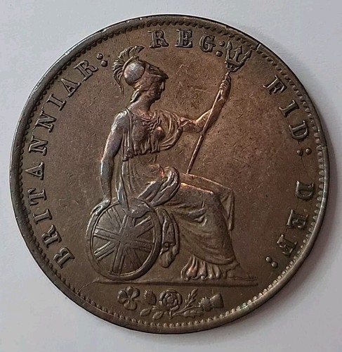 Moneta da 1/2d 1858 Regina Vittoria Vittoriana testa giovane mezzo penny - Foto 2 di 4