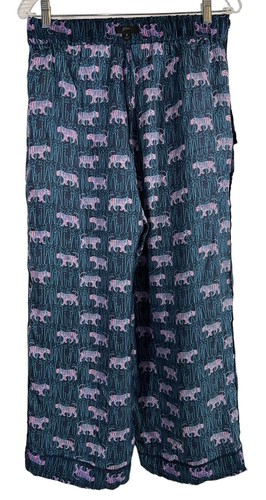 J. CREW 100% SILK PANTS WIDE LEG BELT Size 8 Pink Tiger Easy Pant Jungle Resort - Picture 7 of 12
