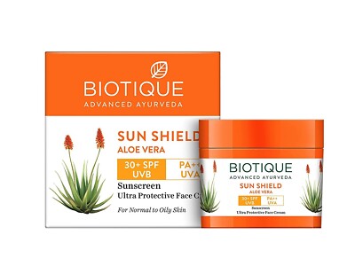 Biotique Sun Shield Aloe vera 30+ SPF Sunscreen Ultra Protectective Cream 50gm-