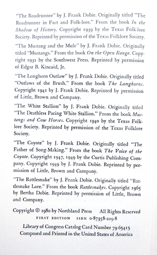 J. Frank Dobie "Wide and Wily Range Animals" First Edition- HB/DJ- F/F ¤ - Picture 6 of 7