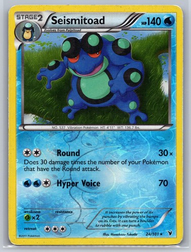 Seismitoad 24/101 Reverse Holo Rare Pokemon Noble Victories Moderately played