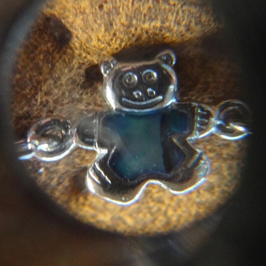 Teddy Teddybär ARMBAND PERLMUTT ABALONE MUSCHEL S-80 BLAU GRÜN SILBER ca 20 cm - Bild 3 von 4