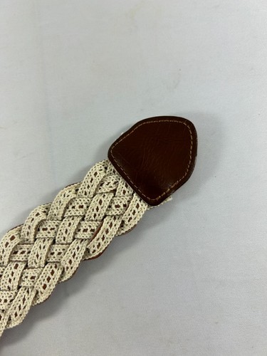 Womens Braided White Crochet Belt Brown Faux Leather One Size - Picture 5 of 9