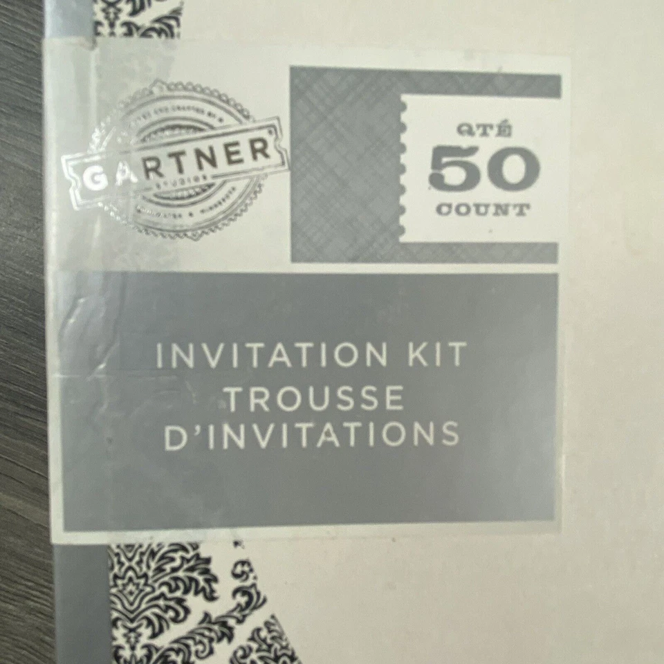 Kit de invitación de compromiso de boda Gartner 50 unidades blanco y negro ovalado damasco nuevo Foto 2 de 4