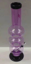 12" ACRYLIC PLASTIC TRIPLE BUBBLE BONG WATER PIPE HOOKAH THUMB CARB LAVENDER
