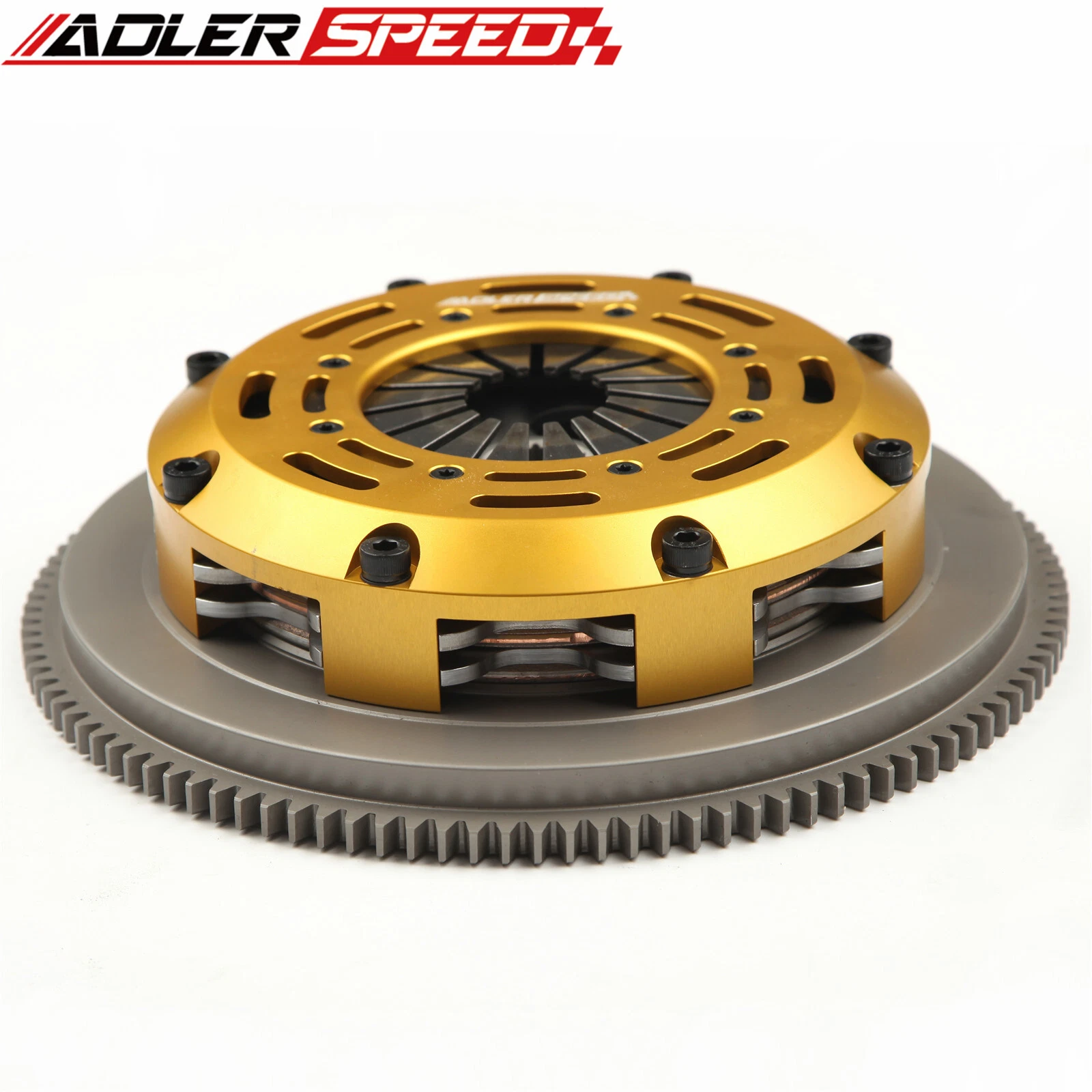 ADLERSPEED Clutch Disc 306698051231 &ndash; Ceramic Disc Style: Rigid hub Disc Size: 7.25" (185mm) Disc Quantities: 2 Disc Spline: 185 x 22T Clutch Type: Push Style Release Mechanism Clutch Cover: Aircraft Aluminum Alloy Flywheel Design: One piece standard light weight Billet Chromoly Flywheel Weight: Standard light weight Release Bearing: Include Alignment Tool: Not include &ndash; Fits 04-05 BMW 325 330 530 X3 Z4 M54 6SPEED thumbnail 3