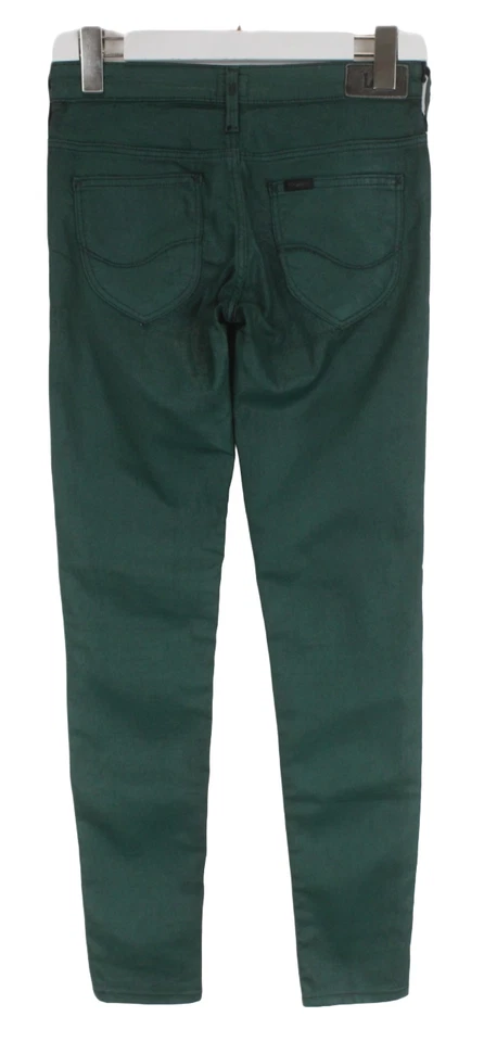 LEE Scarlett Jeans Women's W27/L31 Waxed Look Zip Fly Skinny Fit Green - Image 2 of 4