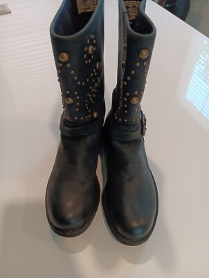 Ralph Lauren Denim & Supply Women's Black Mattie Leather Boot Shoes Ret $149 New