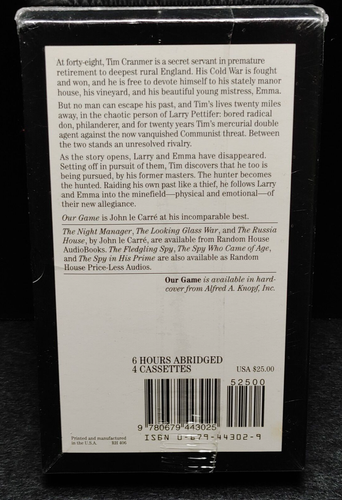 OUR GAME By John le Carré Audiobook On 4 Cassettes Abridged Random House Carre - Foto 2 di 6