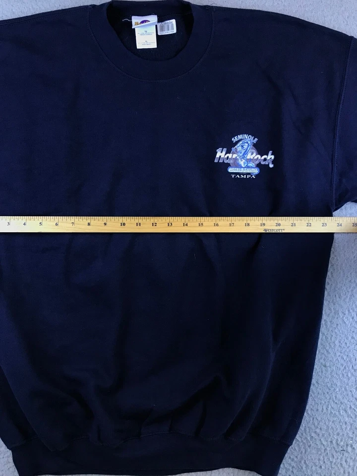 Hard Rock Hotel and Casino Tampa Sweater XL Navy Blue Pullover Crew Neck Logo - Image 2 of 4
