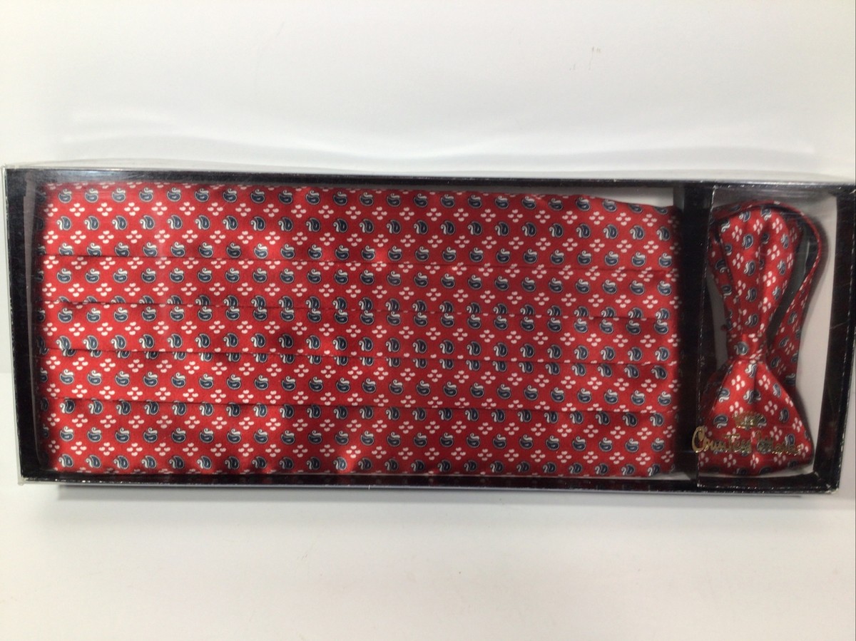 小物 marge tokyo Twill drape cummerbund Vintage Silk Countess Mara Cummerbund & Bow Tie Set ~Red Paisley