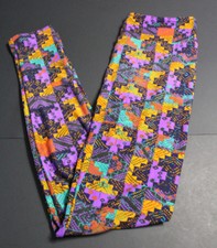 NWOT LuLaRoe Leggings One Size OS Blue Purple Geometric Aztec Design Leggings