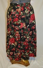 Koret Vintage 80s Red Floral Pleated Midi Skirt size 26W