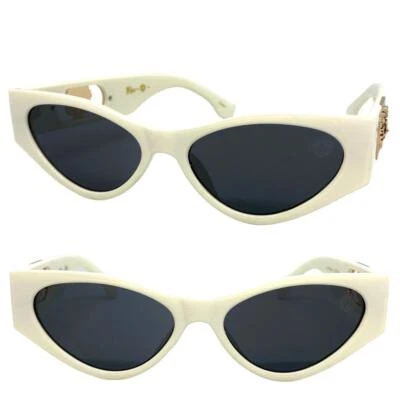 Lunettes De Soleil Vintage Rétro Style Œil De Chat Exagéré Cadre Crème Funky - Photo 1/4