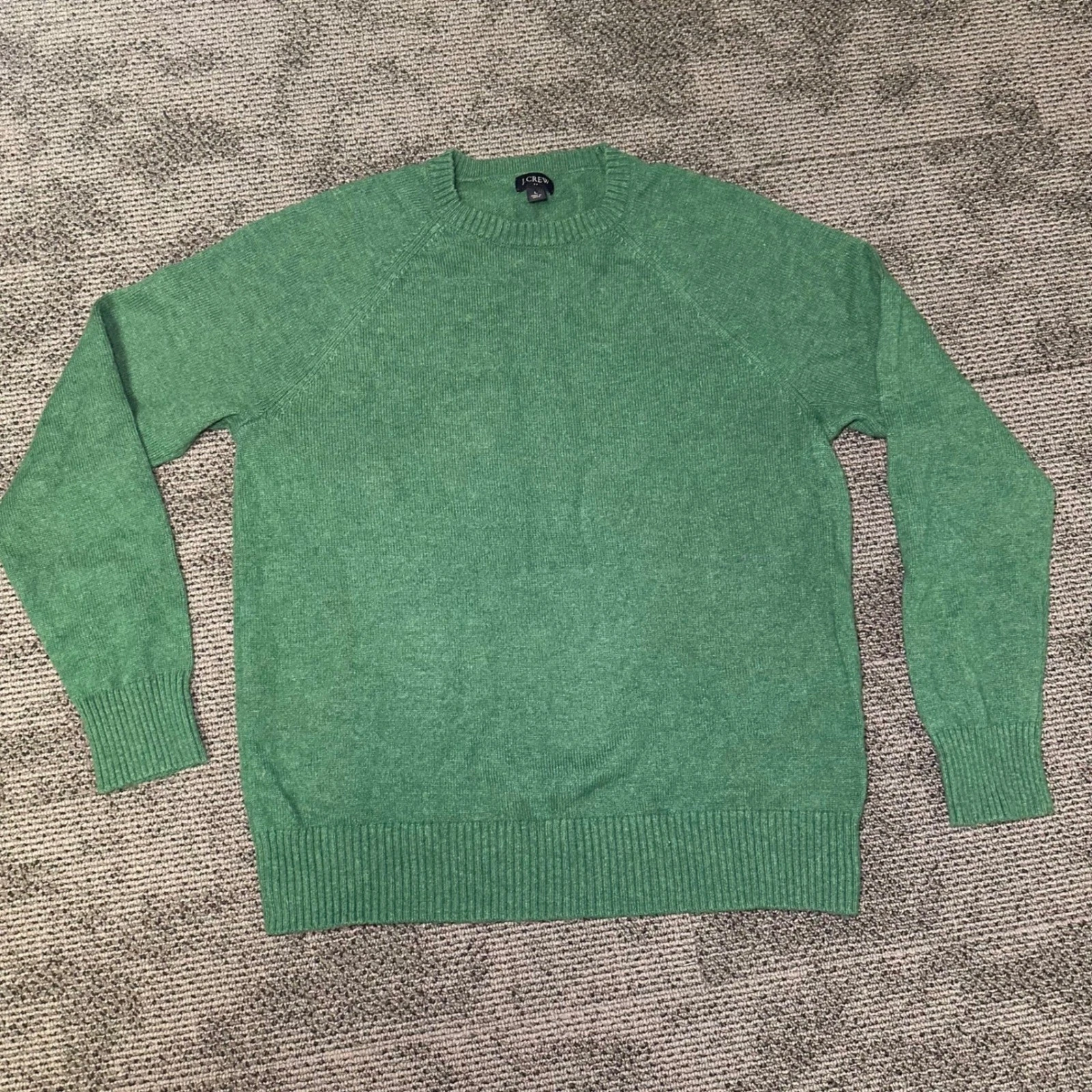 J. Crew Mens Lambswool Blend Raglan Crewneck Sweater Green Large AA027