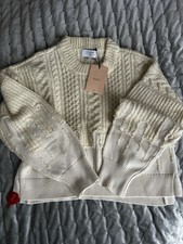 LA LIGNE Allan Cable-knit Wool-blend Sweater In Ivory sz L