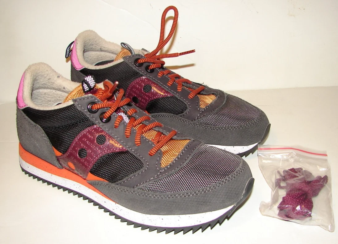 Men's SAUCONY Jazz Shoes Gray Orange Fleece Lined Retro Trail S70574-1 SIZE US 7