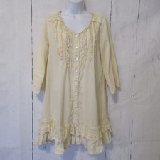 April Cornell Dress S Small Cream Ruffle 3/4 Sleeve Cottagecore Prairie