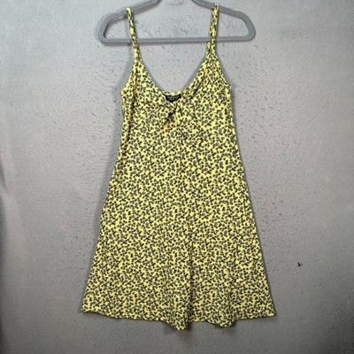 Topshop Womens Size 6 Tall Yellow Floral Summer Dress w/ Bow Detail