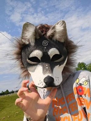 Handmade Full Face Felt Wolf Mask, Adult Unisex, One Size, Gray/White/Black