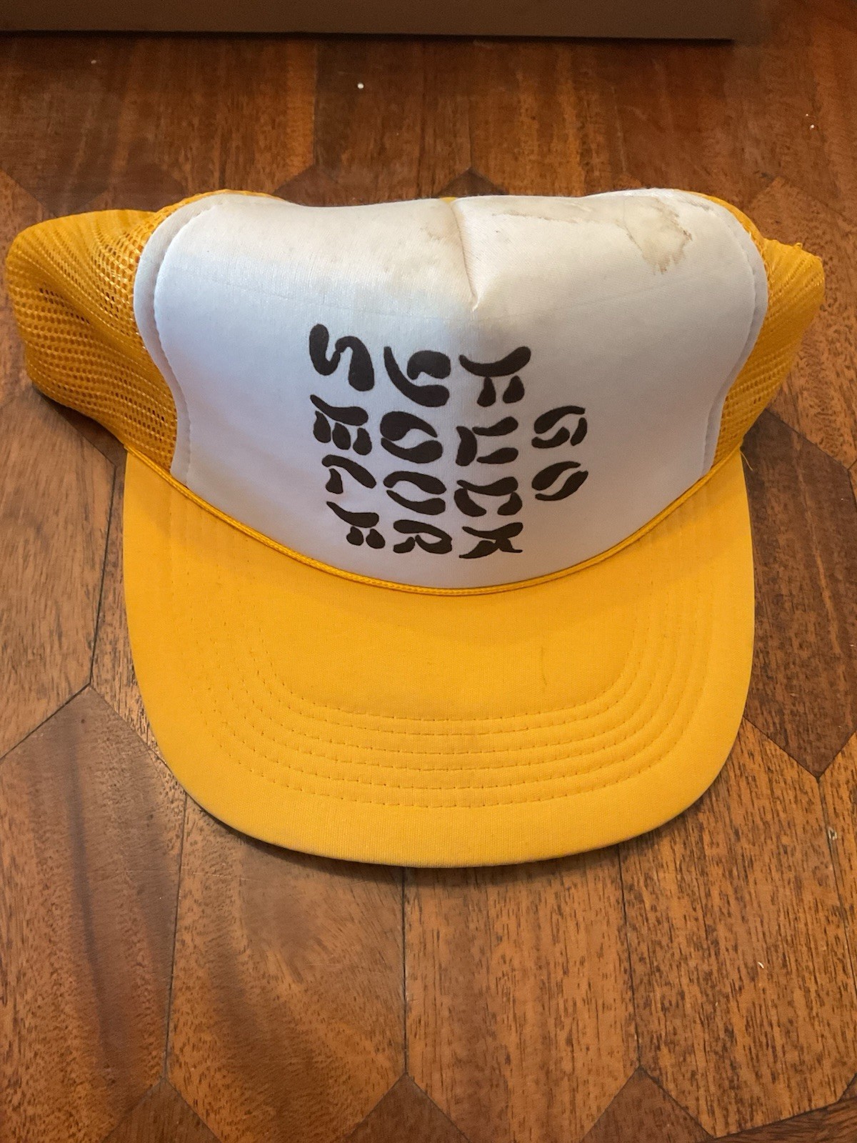 Vintage Yellow And White Trucker Mesh Hat