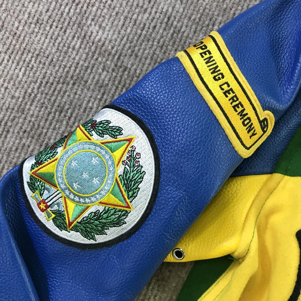 Куртка для церемонии открытия мужская небольшая университетская кожаная шерстяная нашивка бразильский олимпийский стиль - Изображение 4 из 4