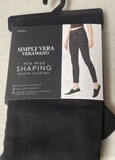Simply Vera Vera Wang Mid Rise Shaping Denim Leggings Black Jeans Sz S Small NEW