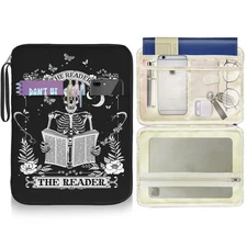 Book Sleeve Book Protector Pouch Case, Skull Book Sleeve with Zipper,Journal ...