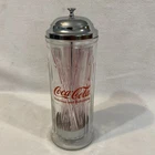 1992 Vintage Coca-Cola Straw Dispenser Diner Style Glass Holder Chrome Top Coke